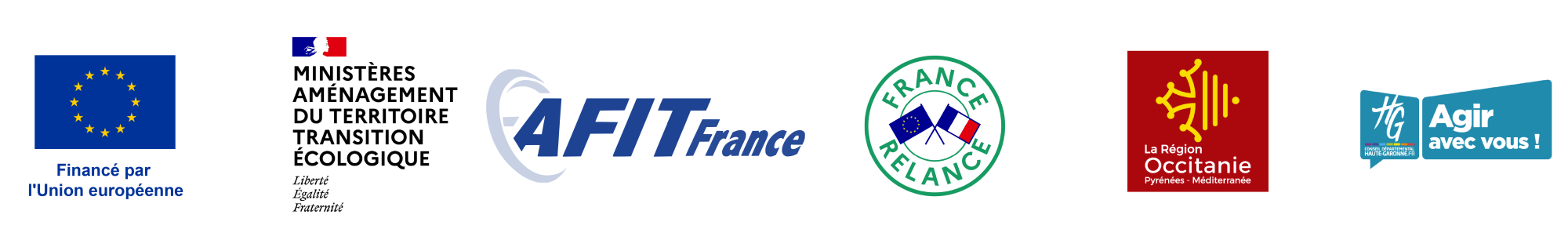 Logos Europe, Ministère aménagement du territoire transition écologique, AFIT France, France Relance, Région Occitanie, Conseil départemental de la Haute-Garonne (Agrandir l'image - fenêtre modale)