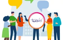 Un personnage Tisséo donne des informations aux habitant d'un quartier  (Agrandir l'image - fenêtre modale)