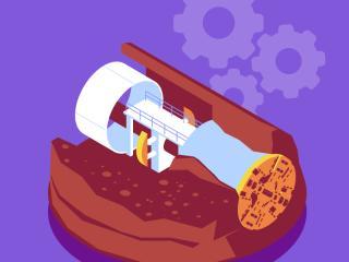 Une illustration montre un tunnelier en train de creuser (Agrandir l'image - fenêtre modale)
