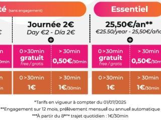 Grille des tarifs du service vélôToulouse à partir du 01/07/2025 (Agrandir l'image - fenêtre modale)